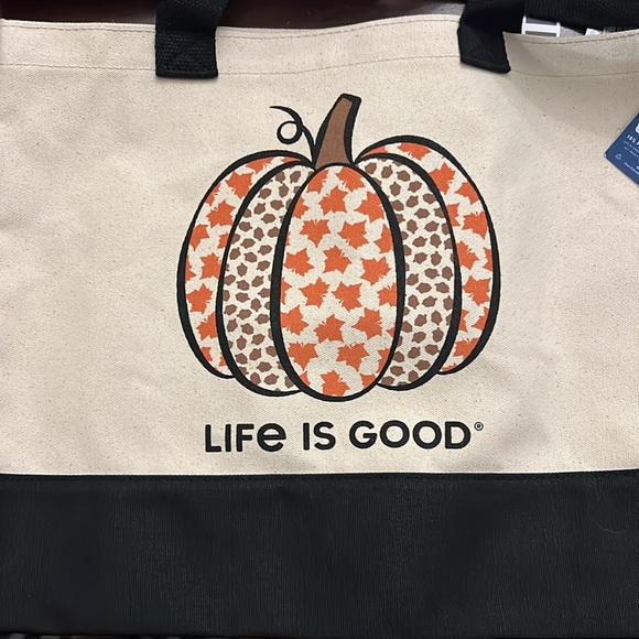 Life Is Good Pumpkin Tote NWT - Picture 5 of 5